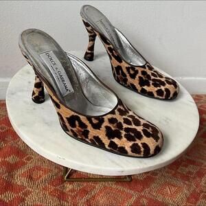 Vintage 90s Dolce & Gabbana cheetah print fur heels